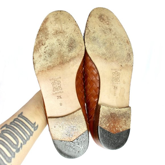 Vintage BOTTEGA VENETA Brown Intrecciato Woven Leather Driving Loafers - Picture 11 of 13